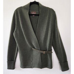 Fenn Wright Manson 100% Merino Wool Women's Cardigan, Green, Snap & Belt, Large